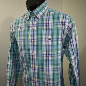 Vineyard Vines Whale Tucker Dress Shirt Plaid Long Sleeve Button Up Mens Small